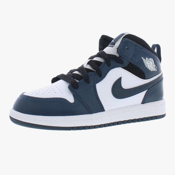 Nike Boy/Girl Air Jordan 1 Mid Toddler Kids Shoes Sneakers 8C Armory Navy/White - Picture 2 of 11